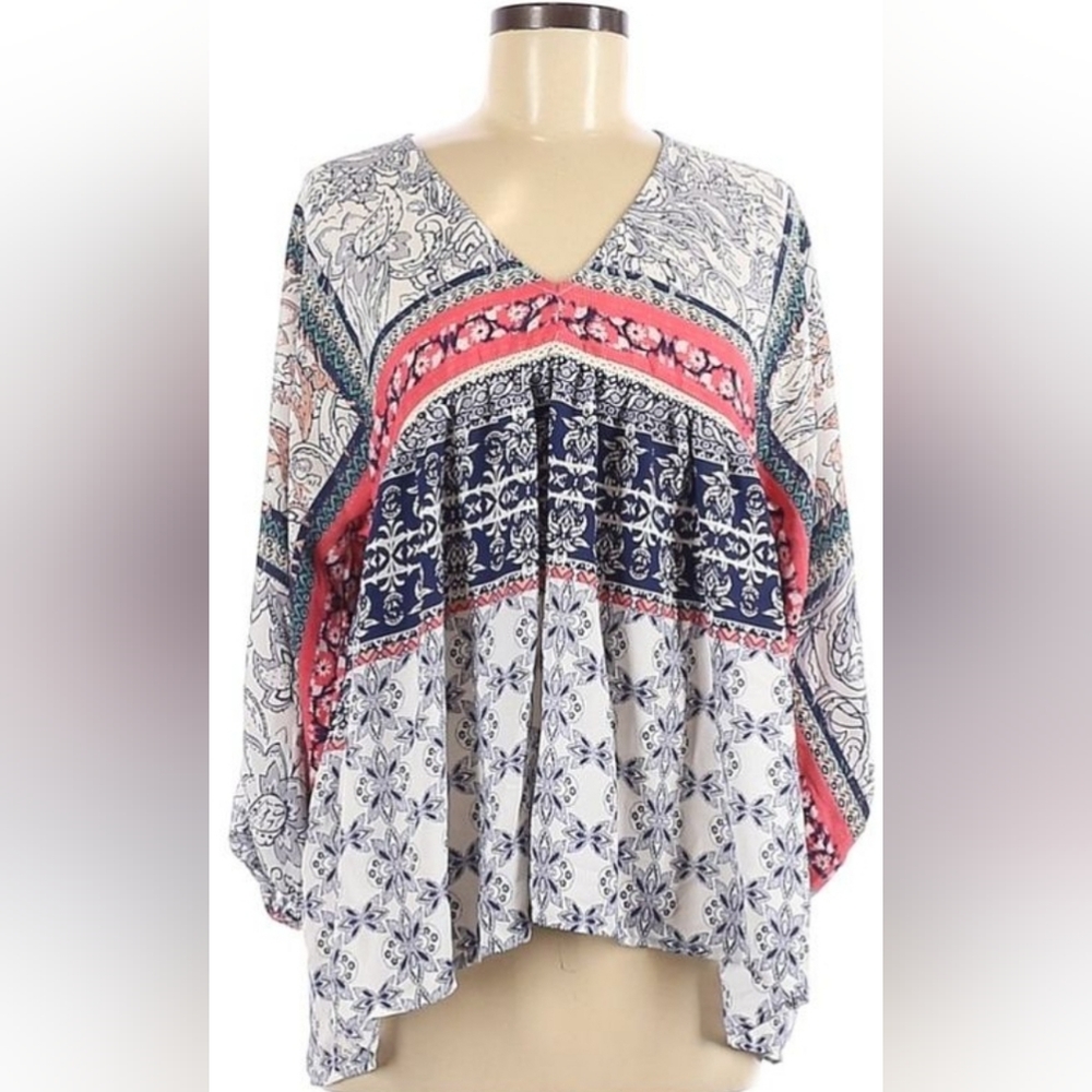 Knox Rose Boho Farmhouse Floral Blouse